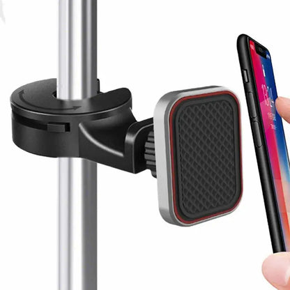 Car Headrest Hook With Magnetic Phone Holder 360 Degree Rotating Car Rear Seat Phone Bracket Purses Bag Hooks Vehicle Supplies