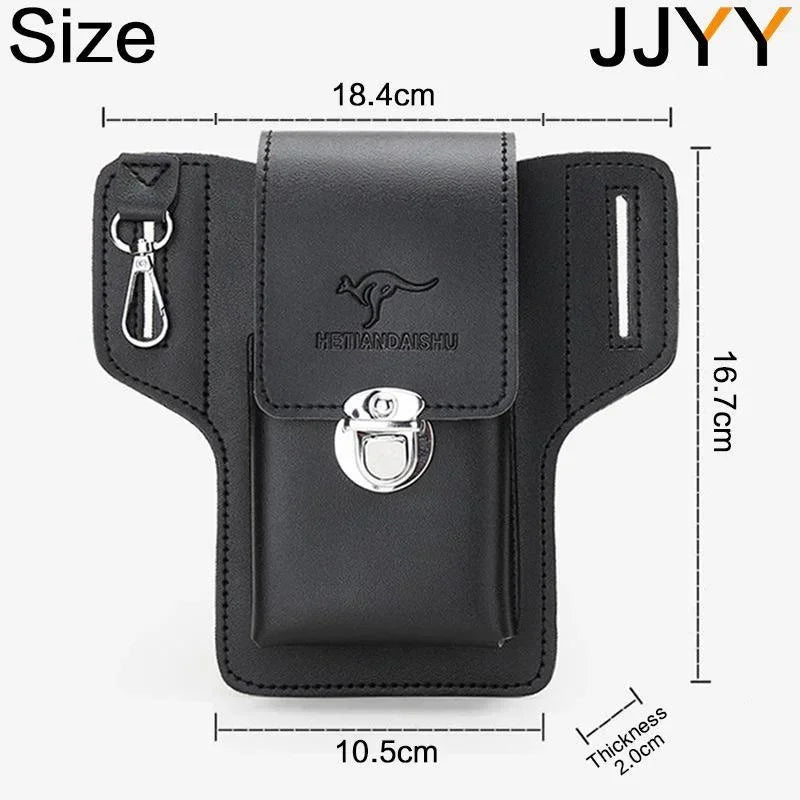 Men Leather Vintage Pack Waist Bag Belt Clip Phone Holster Travel Hiking Cell Mobile Phone Case Cover Belt Pouch Purse Belt