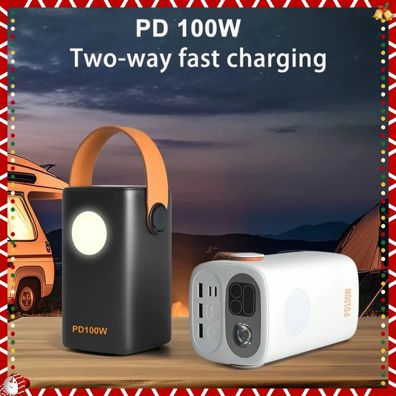 PD100W Portable Power Bank 60000mAh Two-way Fast Charging Power Station LED For Home Camping Emergency Mobile Charging Station