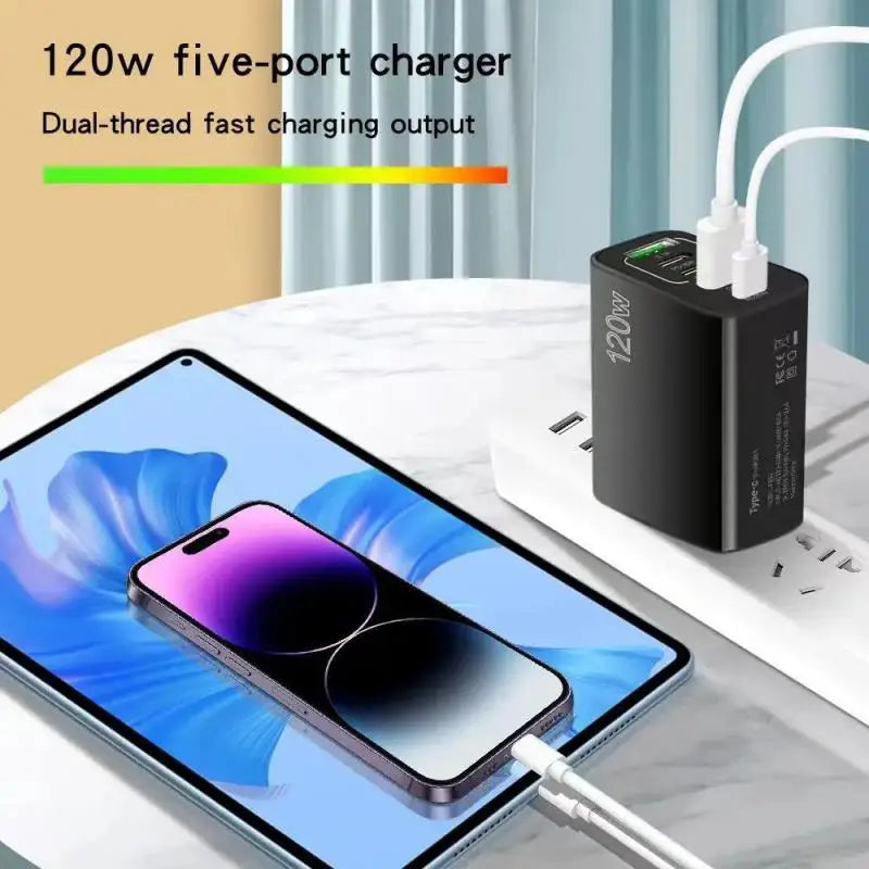 Xiaomi Supercharge USB Type C Cable QC3.0 120W PD Super fast Charger for Samsung iPhone Huawei Universal 5 Port Quick Charger