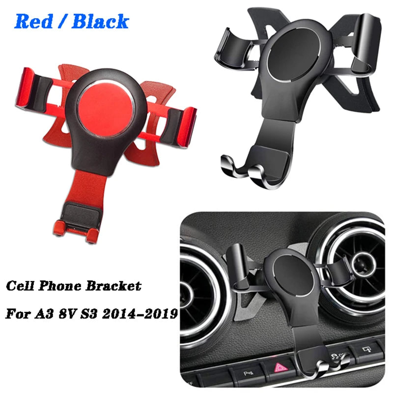 For-Audi A3 8V S3 2014-2019 Cell Phone Holder Mobile Bracket Car Mount Accessories Black