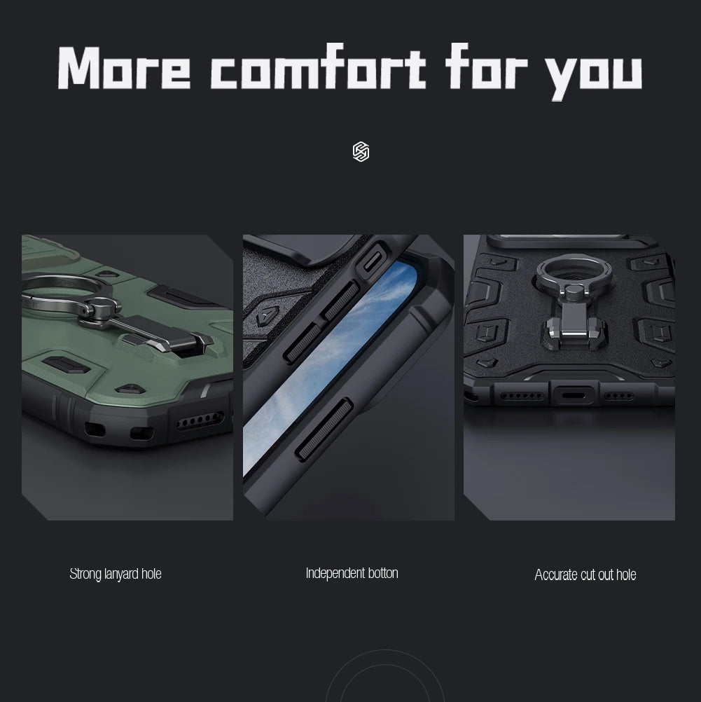 for iPhone 14 Pro Max Case For iPhone 14 Plus NILLKIN CamShield Armor Pro Magnetic Case Slide Camera Case With Ring Kickstand